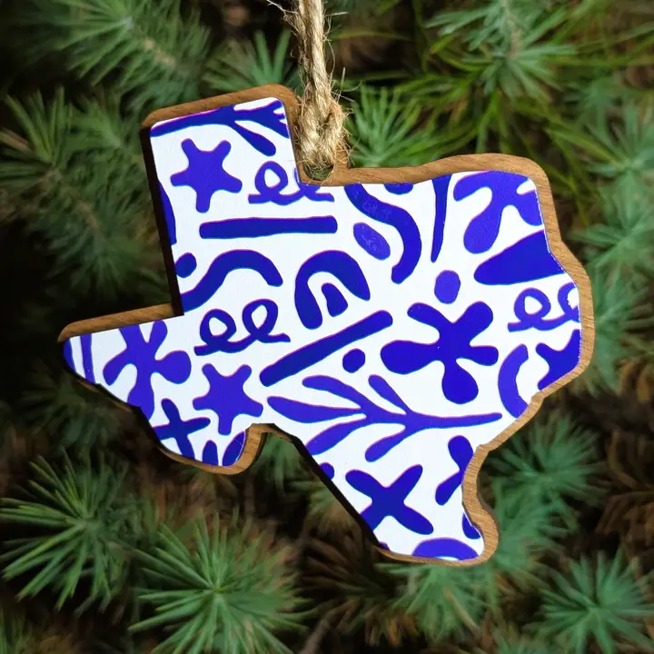 Texas Blue and White Christmas Ornament