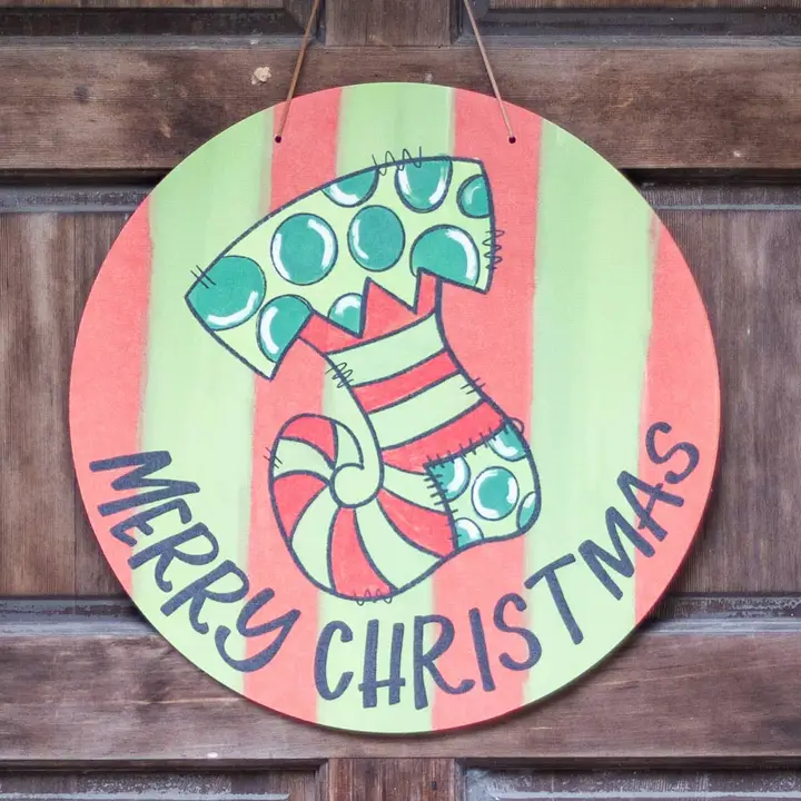 Merry Christmas Stocking Door Hanger