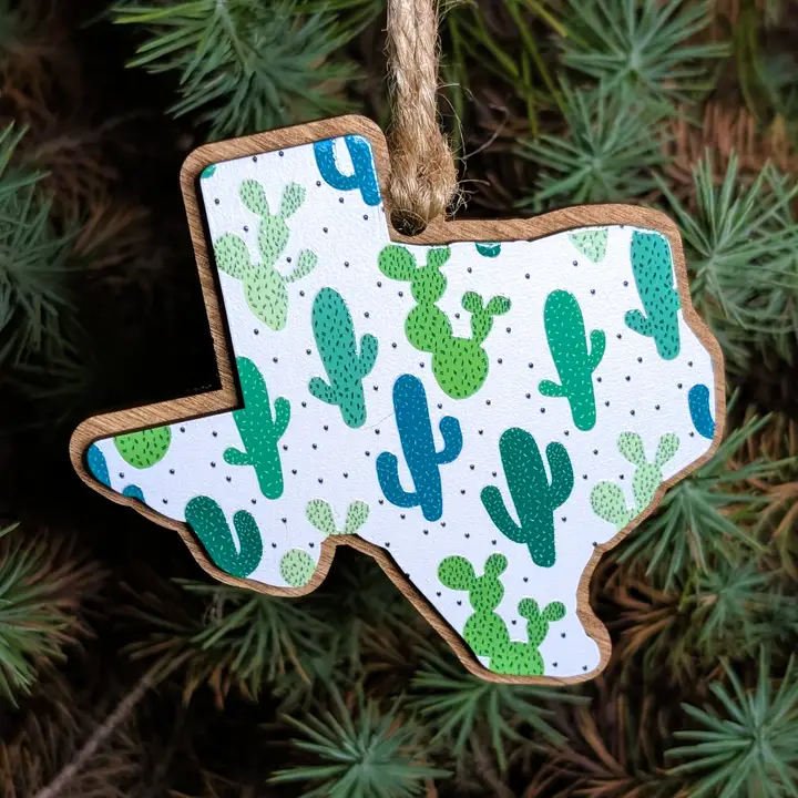 Texas Cactus Christmas Ornament